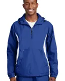 Sport Tek Colorblock Raglan Anorak JST63 in True royal/wht