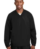 Sport Tek V Neck Raglan Wind Shirt JST72 in Black