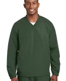 Sport Tek V Neck Raglan Wind Shirt JST72 in Forest green