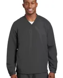 Sport Tek V Neck Raglan Wind Shirt JST72 in Graphite grey