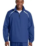 Sport Tek 12 Zip Wind Shirt JST75 in True royal/wht