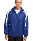 Sport Tek Fleece Lined Colorblock Jacket JST81 in True royal/wht