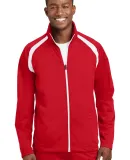 Sport Tek Tricot Track Jacket JST90 in True red/white