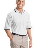 Port Authority Cool Mesh153 Polo with Tipping Stri in White