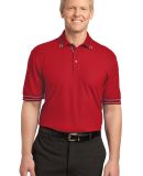 Port Authority Silk Touch153 Tipped Polo K502 in Red/steel grey