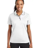 Sport Tek Ladies Dri Mesh Polo with Tipped Collar  White/Black