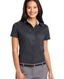 Port Authority Ladies Short Sleeve Easy Care Shirt in Cl navy/lt stn