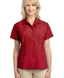 Port Authority Ladies Patterned Easy Care Camp Shi in Persian red