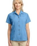 Port Authority Ladies Patterned Easy Care Camp Shi in Resort blue