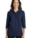 Port Authority Ladies Silk Touch153 34 Sleeve Polo in Navy
