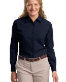 Port Authority Ladies Long Sleeve Easy Care  Soil  in Navy