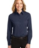 Port Authority Ladies Long Sleeve Easy Care Shirt  in Navy/lt stone