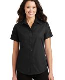 Port Authority Ladies Short Sleeve Value Poplin Sh in Black