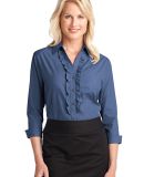 Port Authority Ladies Crosshatch Ruffle Easy Care  in Deep blue