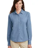 Port  Company Ladies Long Sleeve Value Denim Shirt Faded Blue