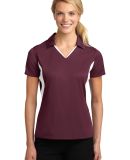Sport Tek Ladies Side Blocked Micropique Sport Wic in Maroon/white