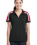 Sport Tek Ladies Tricolor Shoulder Micropique Spor in Blk/tr red/wht