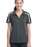 Sport Tek Ladies Tricolor Shoulder Micropique Spor in Irn gry/blk/wh