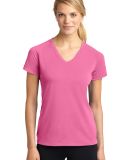 Sport Tek Ladies Ultimate Performance V Neck LST70 in Bright pink