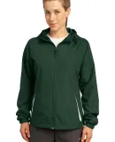 Sport Tek Ladies Colorblock Hooded Jacket LST76 Forest Grn/Wht