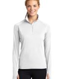 LST850 Sport Tek Ladies Sport Wick Stretch Zip Pul in White