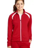 Sport Tek Ladies Tricot Track Jacket LST90 in True red/white