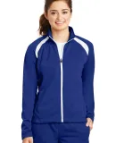 Sport Tek Ladies Tricot Track Jacket LST90 in True royal/wht