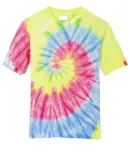 Port & Company Youth Essential Tie Dye Tee PC147Y Neon Rainbow