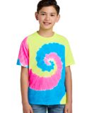 Port & Company Youth Essential Tie Dye Tee PC147Y in Neon rainbow