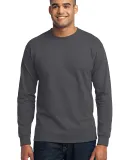 Port  Company Long Sleeve 5050 CottonPoly T Shirt  Charcoal
