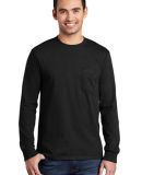 Port & Company Long Sleeve Essential T Shirt with  in Jet black