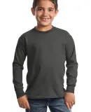 Port  Company Youth Long Sleeve Essential T Shirt  Charcoal