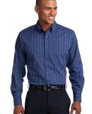 Port Authority Tattersall Easy Care Shirt S642 in Navy/white