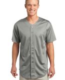 Sport Tek PosiCharge Tough Mesh153 Full Button Jer in Silver