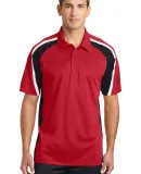 Sport Tek Tricolor Micropique Sport Wick Polo ST65 in Tr red/blk/wht