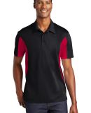 Sport Tek Side Blocked Micropique Sport Wick Polo  in Blk/dpred