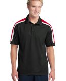 NEW Sport Tek Tricolor Shoulder Micropique Sport W in Blk/tr red/wht