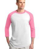 Sport Tek Colorblock Raglan Jersey T200 in White/brt pink