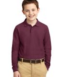Port Authority Youth Long Sleeve Silk Touch153 Pol in Burgundy