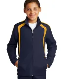 Sport Tek Youth Colorblock Raglan Jacket YST60 in True navy/gold