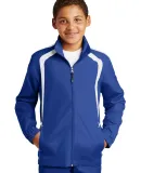 Sport Tek Youth Colorblock Raglan Jacket YST60 in True royal/wht