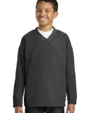 Sport Tek Youth V Neck Raglan Wind Shirt YST72 in Graphite grey