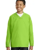 Sport Tek Youth V Neck Raglan Wind Shirt YST72 in Lime shock