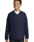 Sport Tek Youth V Neck Raglan Wind Shirt YST72 in True navy