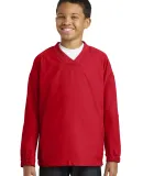 Sport Tek Youth V Neck Raglan Wind Shirt YST72 in True red