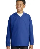 Sport Tek Youth V Neck Raglan Wind Shirt YST72 in True royal