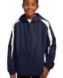 Sport Tek Youth Fleece Lined Colorblock Jacket YST True Navy/Wht
