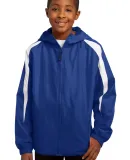 Sport Tek Youth Fleece Lined Colorblock Jacket YST True Royal/Wht