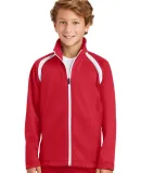 Sport Tek Youth Tricot Track Jacket YST90 in True red/white