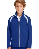 Sport Tek Youth Tricot Track Jacket YST90 in True royal/wht